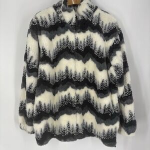 Coastlines Womens Winter Print Fleece Jacket Size XL Lightweight Outdoors